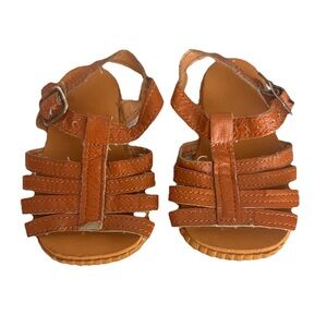 Vintage 80s Children’s Brown Size 1 NB Baby Strap Summer Sandel Shoes